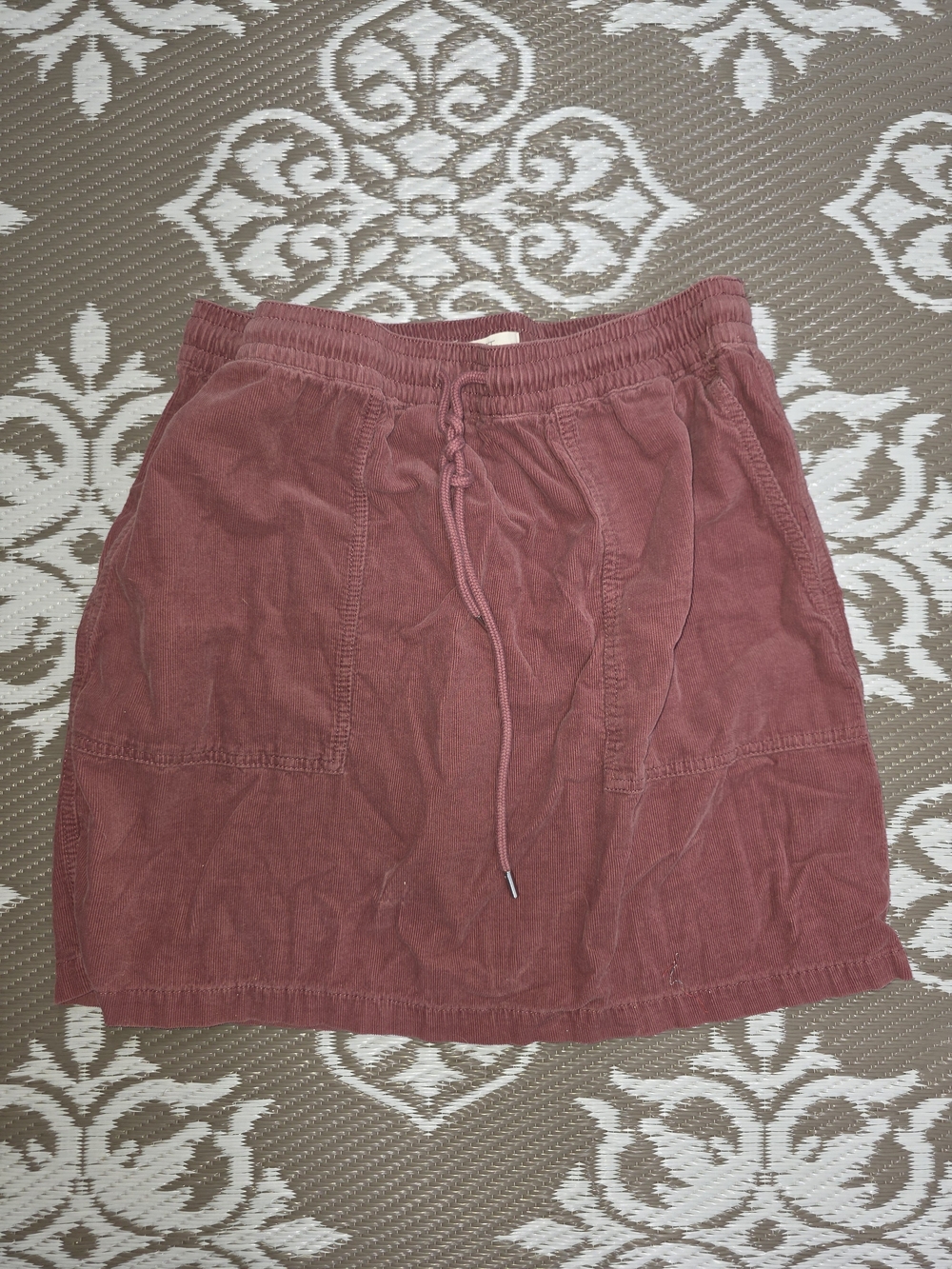 LOFT Rose Corduroy Drawstring Mini Skirt